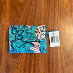 Vera Bradley Peacock Garden RFID Euro Wallet